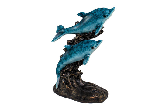 Figurine - 2 Dolphins on Brown Base