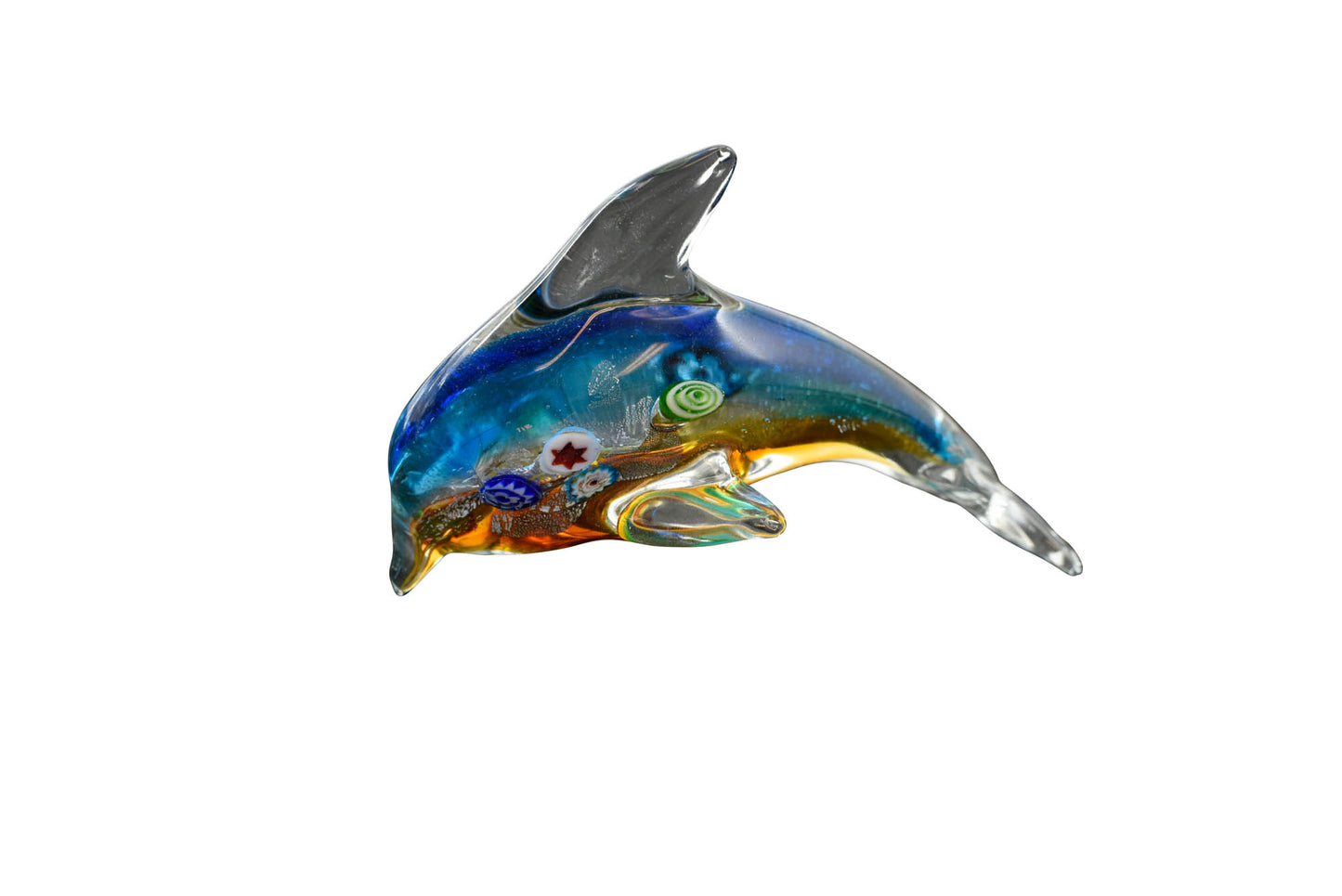 Glass Art - Blue & Clear Glass Dolphin
