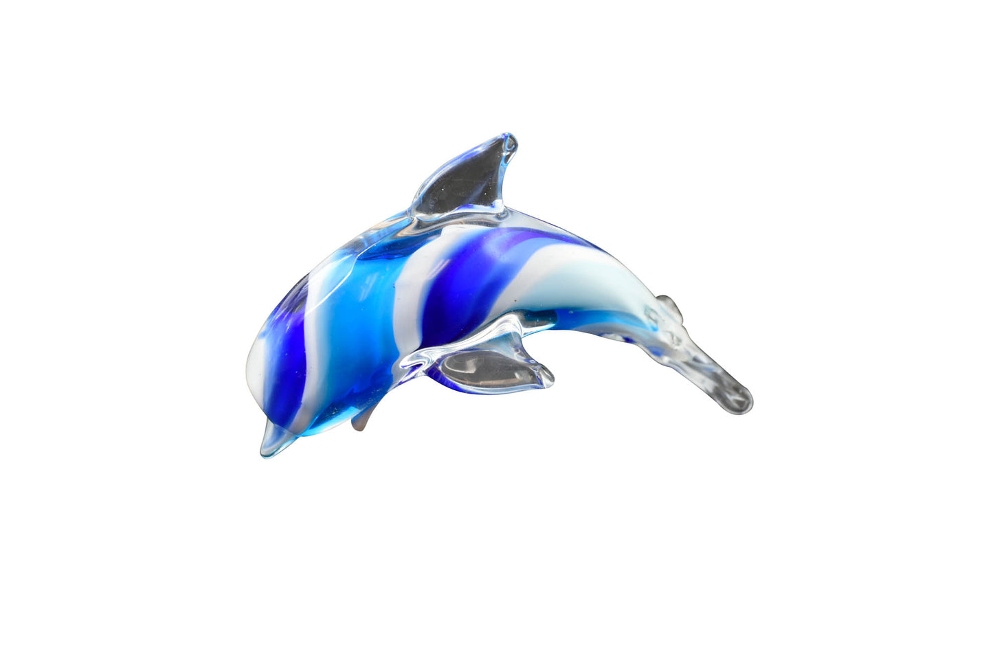 Glass Art - White & Blue Glass Dolphin