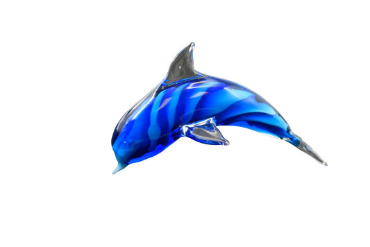 Glass Art - Large Glass Blue Dolphin