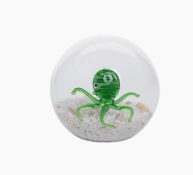 Clearance - Glass Art - Octopus Ball with Sand & Shells
