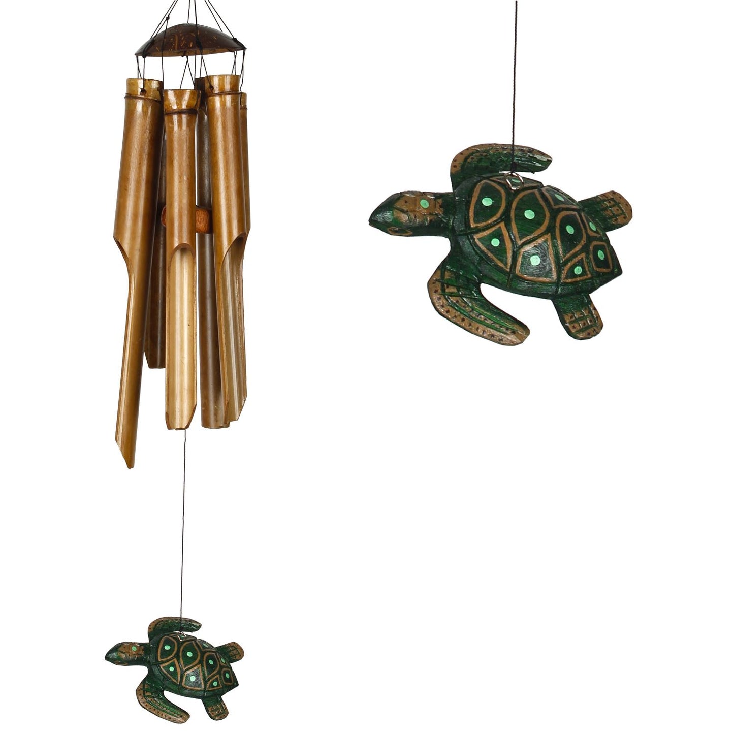 Wind Chime Bamboo Coconut - Medium, Sea Turtle