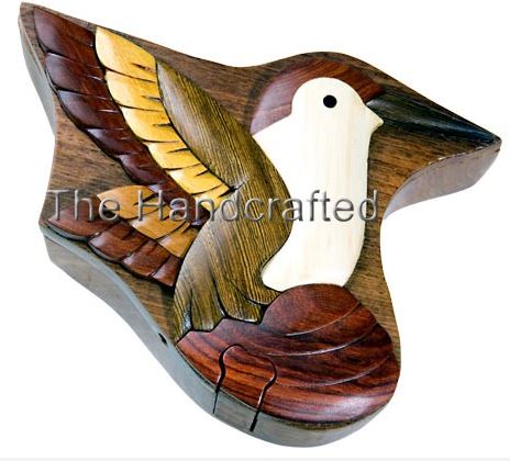 Wooden Hummingbird Puzzle Box