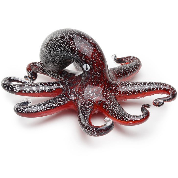 Red and Black Glass Art Octopus