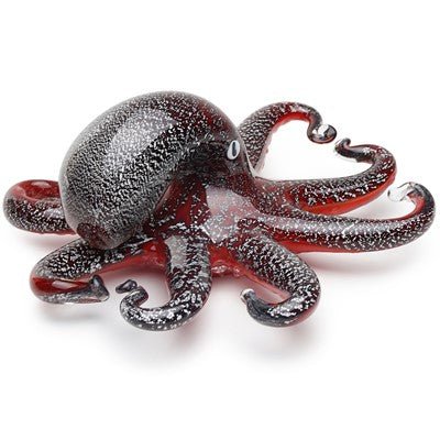 Red and Black Glass Art Octopus