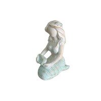 Figurine - Wood look Sitting Mermaid