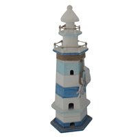 Lighthouse - 14"" Blue & White Striped