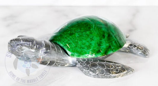 Figurine Marble Turtle 6" Green