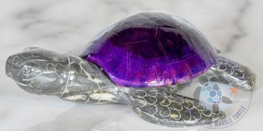 Figurine Marble Turtle 6" Purple