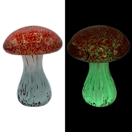 Glass Art Mushroom Swirly Red
