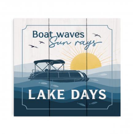 Wall Art Boat Waves Sun Rays Lake Days