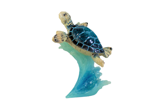 Figurine - Blue Turtle on Ice Wave