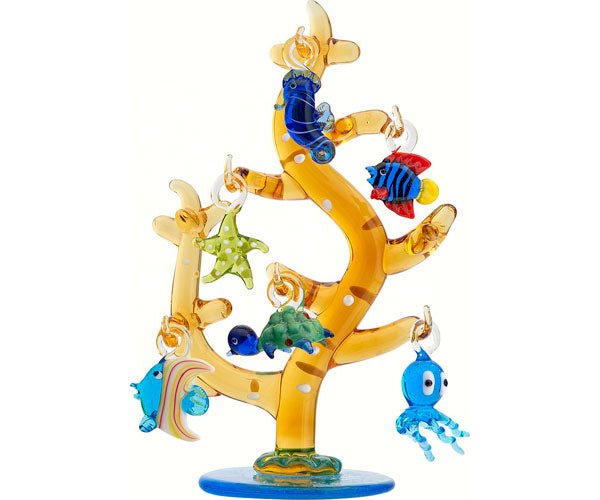Glass Art - Tree w/Glass Sea Life Ornaments