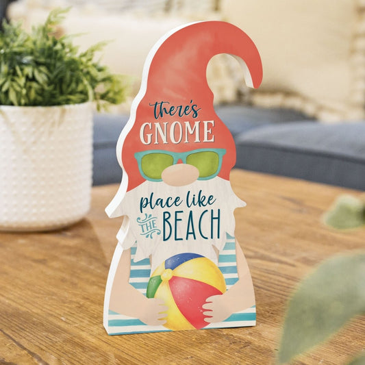 Sign - There's Gnome Place Like The Beach Gnome Shape Décor