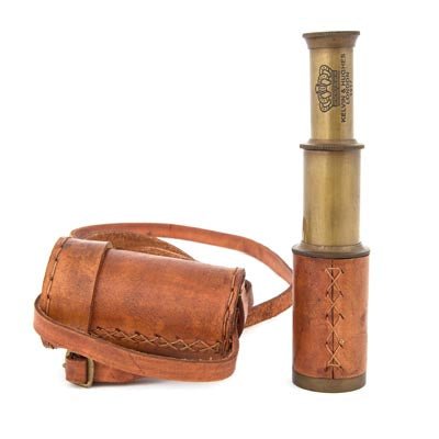 Telescope - Brass & Leather Spyglass in Leather Case 6"