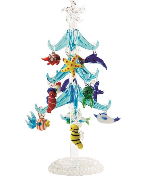 Glass Art - Tree w/Glass Sea Life Ornaments 7.75"