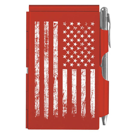 Flip Note Distressed American Flag Red