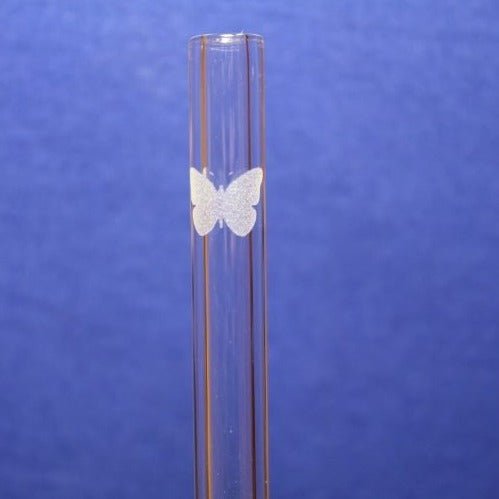 Butterfly Etched Glass Straw