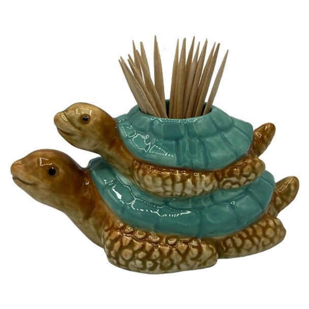 Ceramic Mom & Baby Sea Turtle Toothpick Holder
