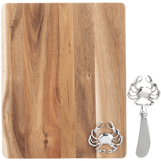 Silver Crab Rectangle Cutting Board & Spreader (2 pc. set)