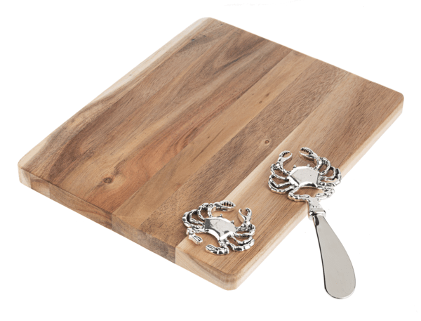 Silver Crab Rectangle Cutting Board & Spreader (2 pc. set)