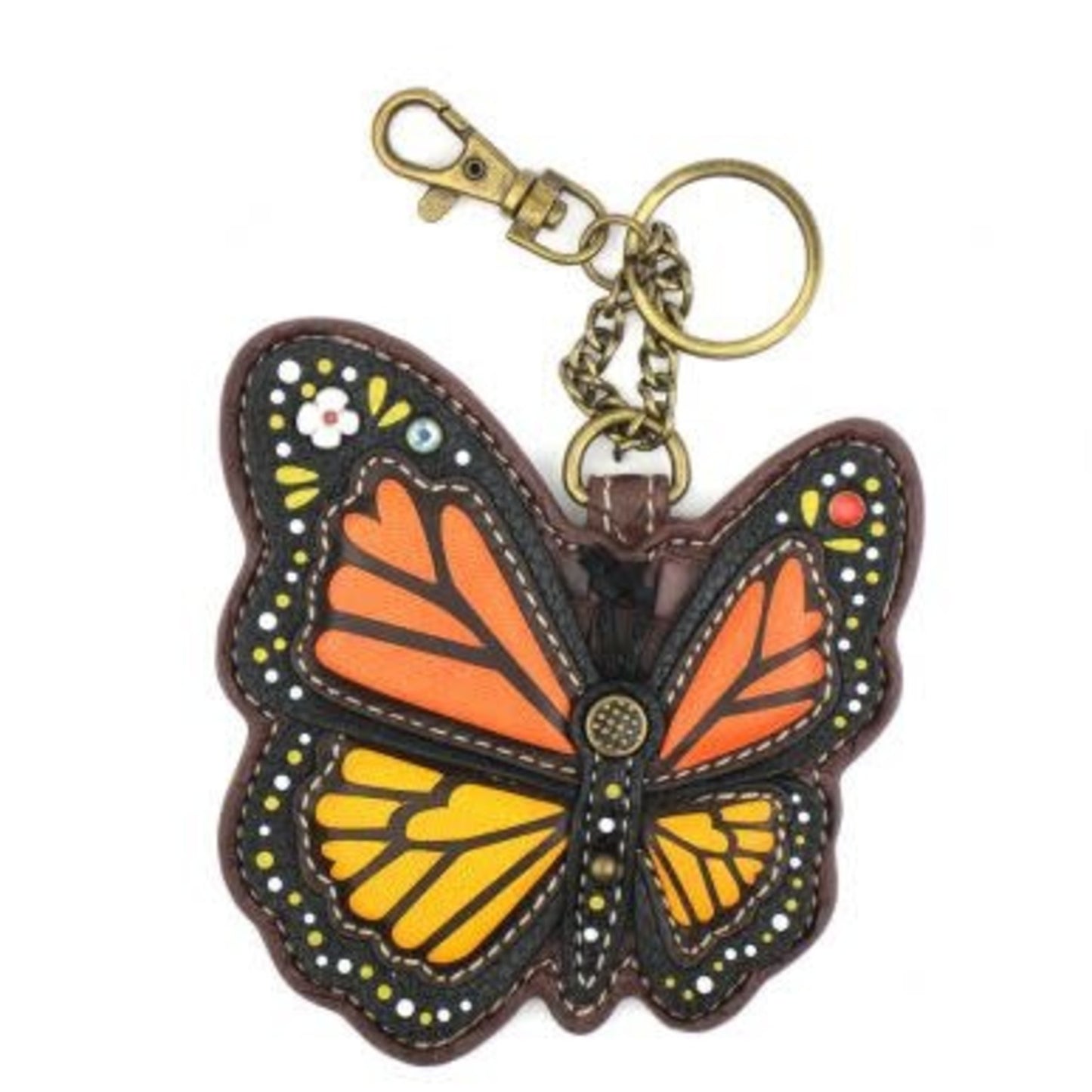 Key Fob Coin Purse Orange Butterfly