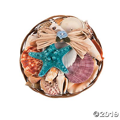 Shells - Coco Midrib Basket Seashell Mix - 6"