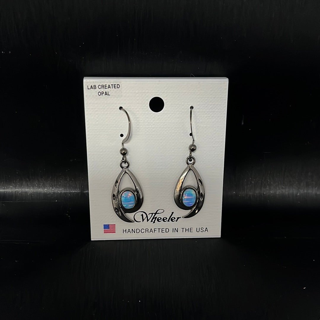 Clearance Earrings - 729 BGR - Gunmetal Grey w/ Blue Opal