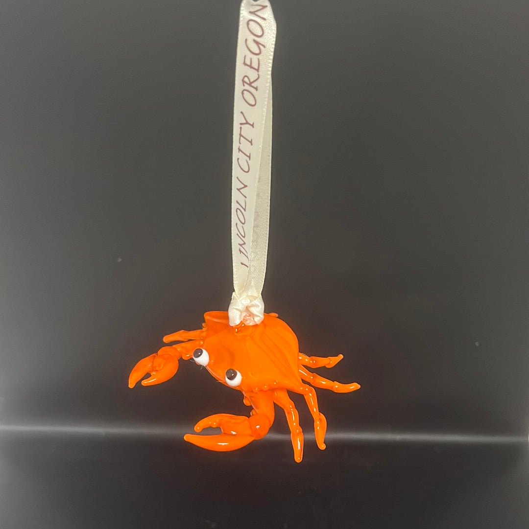 Ornament - Orange Crab Hand Blown Glass
