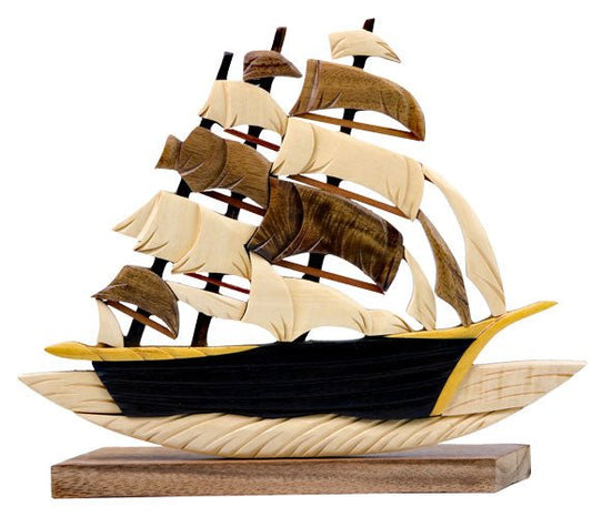 Wooden Table Décor Clipper Ship