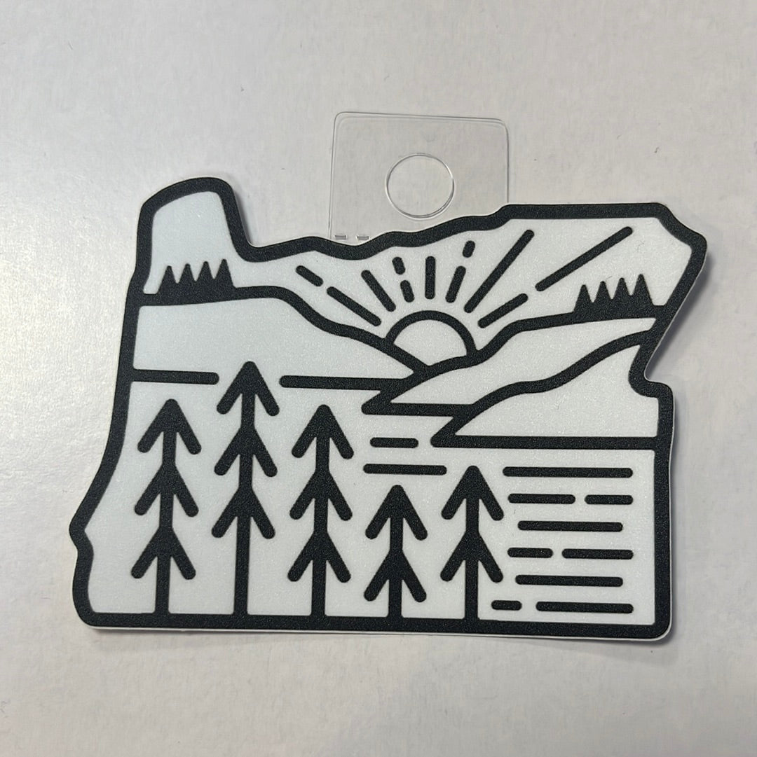 Black & White Sunset Oregon Shape Sticker