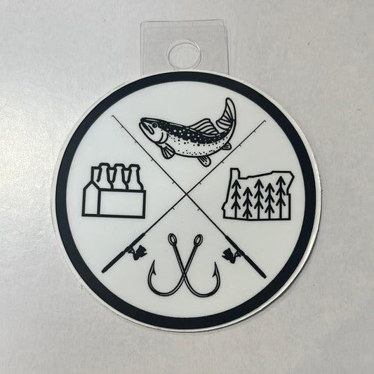 Round Oregon Fishing Sticker