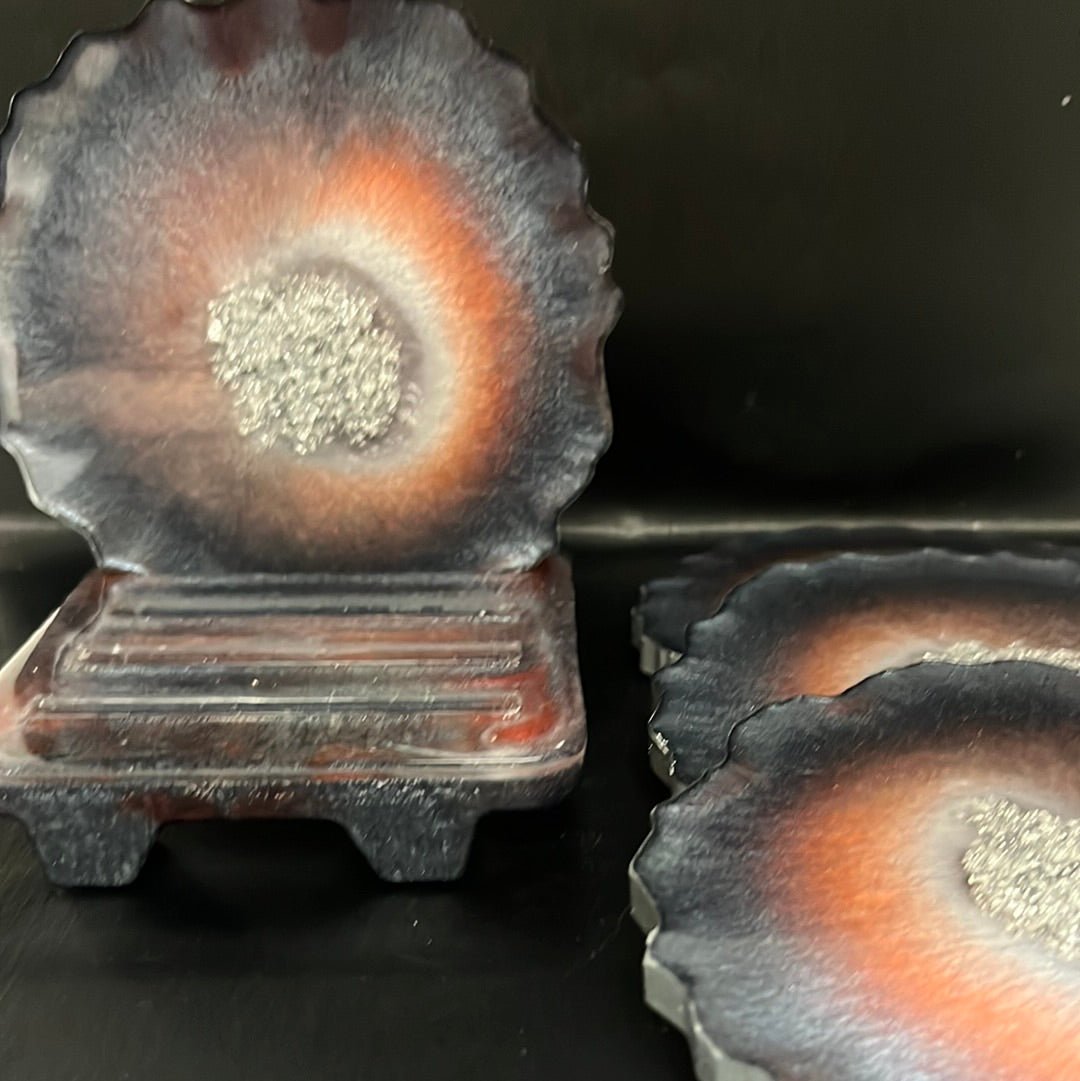 Coaster - Set - Red/Gray Geode