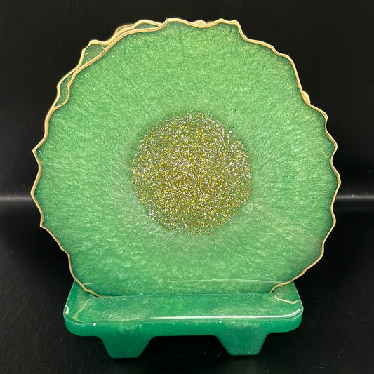 Coaster - Set - Green Sparkle