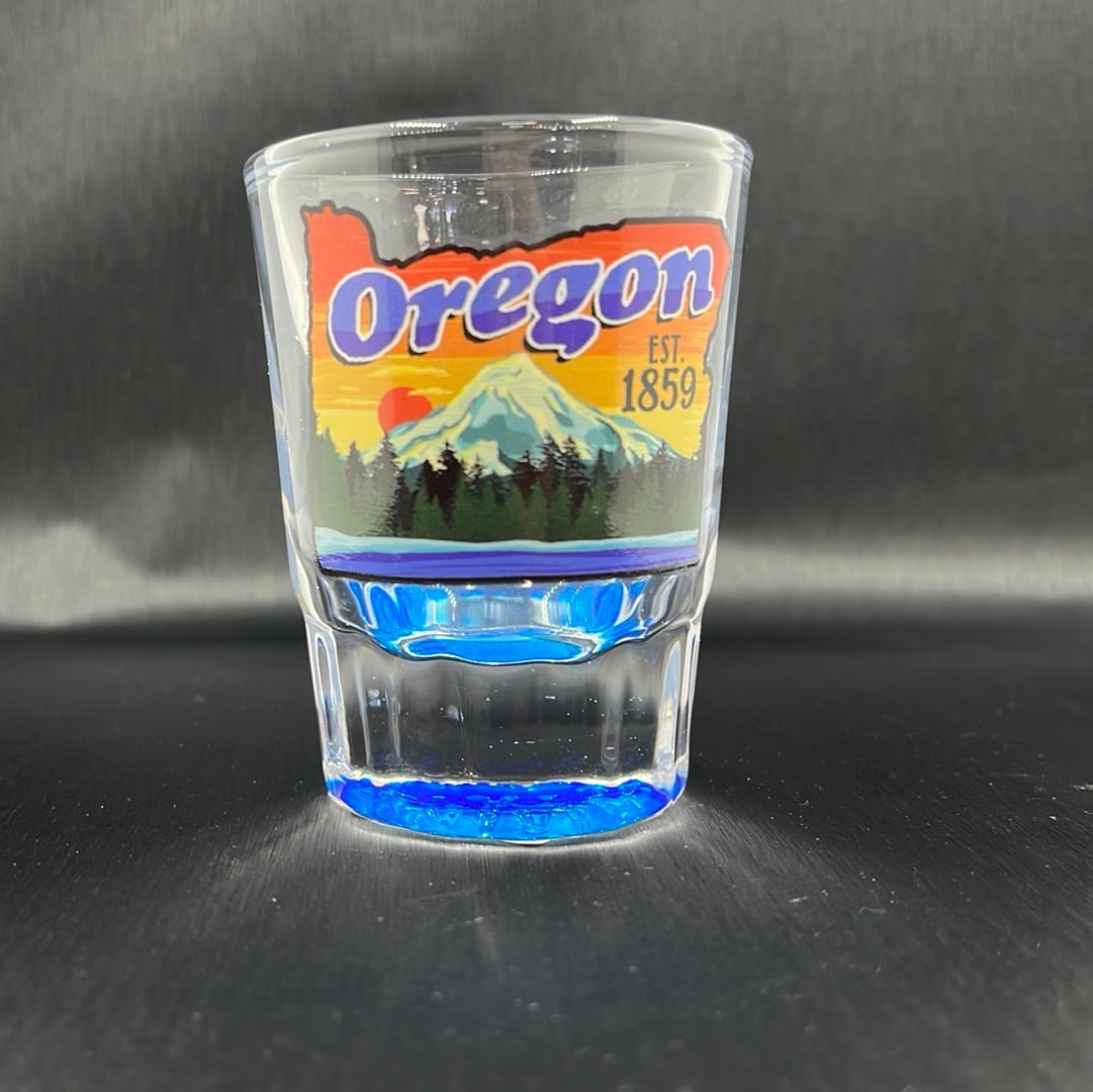 Shot Glass - Oregon Sunset State Shape Est. 1859
