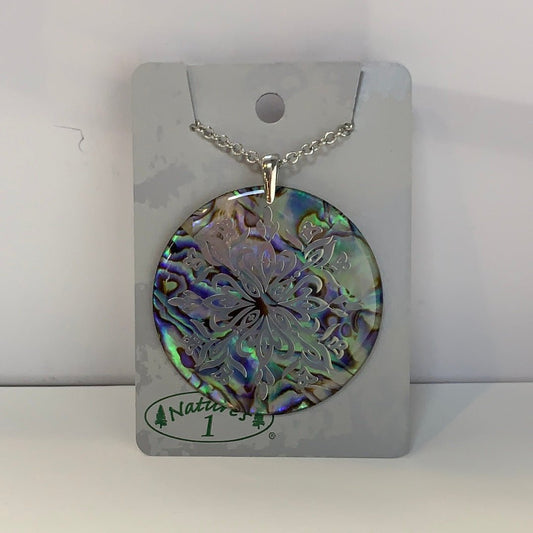 Necklace - SHP 055 - Paua Disc w/Design