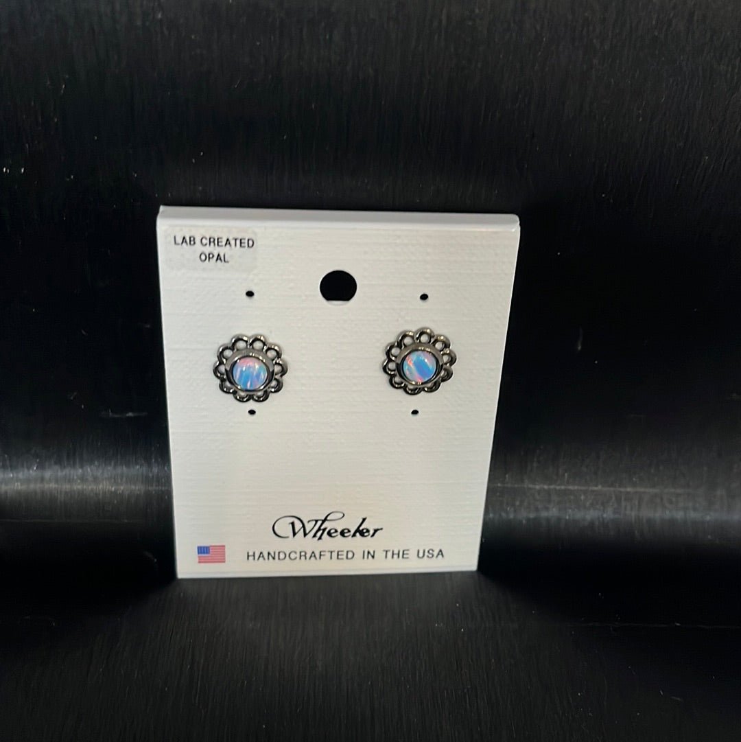 Clearance Earrings - 153 BGJ - Gunmetal Grey w/ Blue Opal