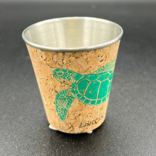 Shot Glass Steel and Cork w/Turtle