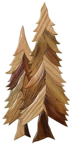 Wooden Wall Art Double Pine Tree