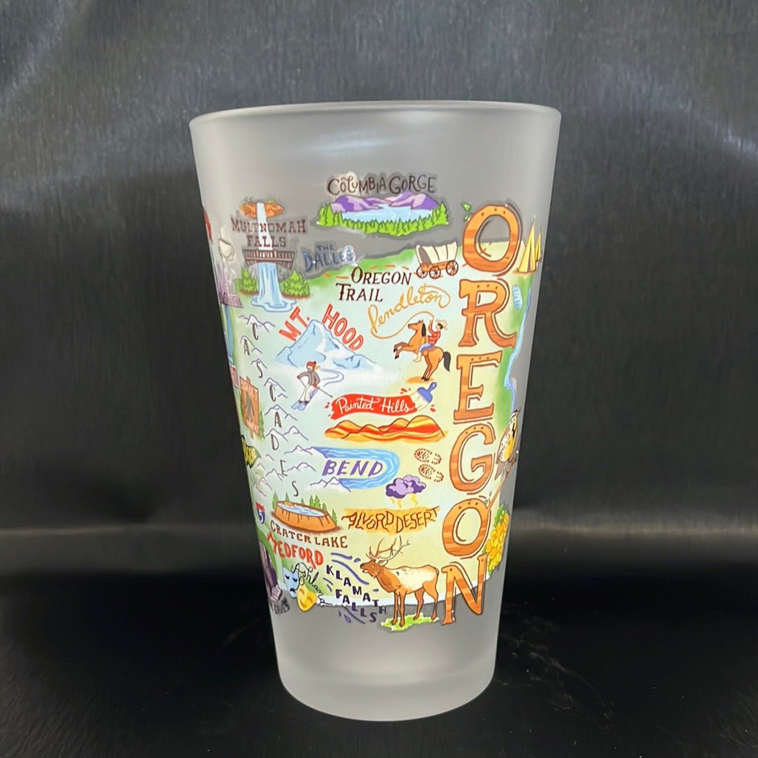 Pint Glass- Frosted - Oregon Map