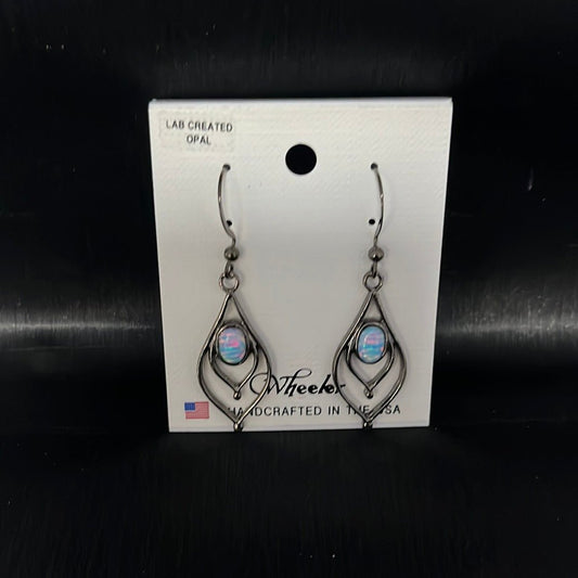 Clearance Earrings - 156 BGR - Gunmetal Grey w/ Blue Opal