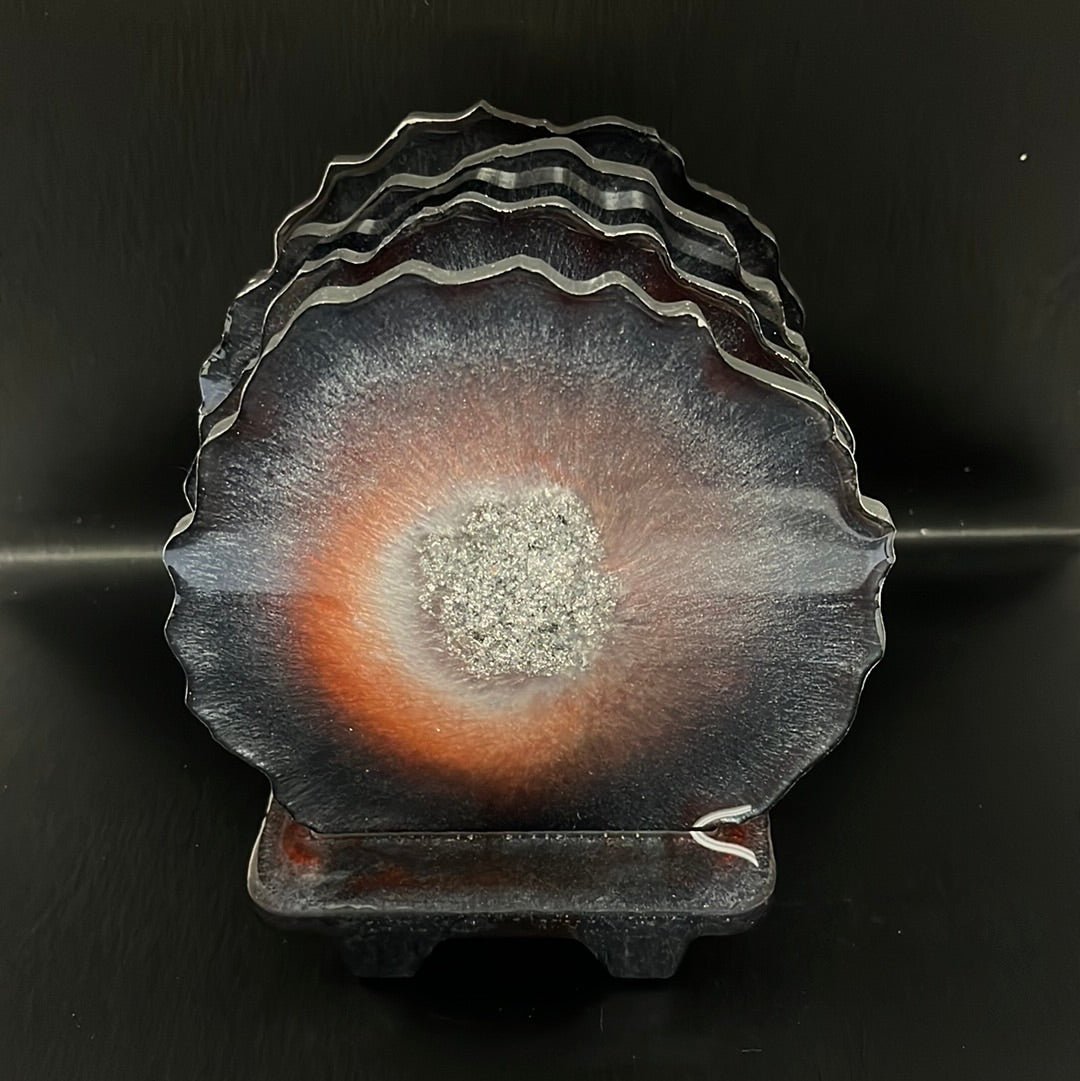 Coaster - Set - Red/Gray Geode