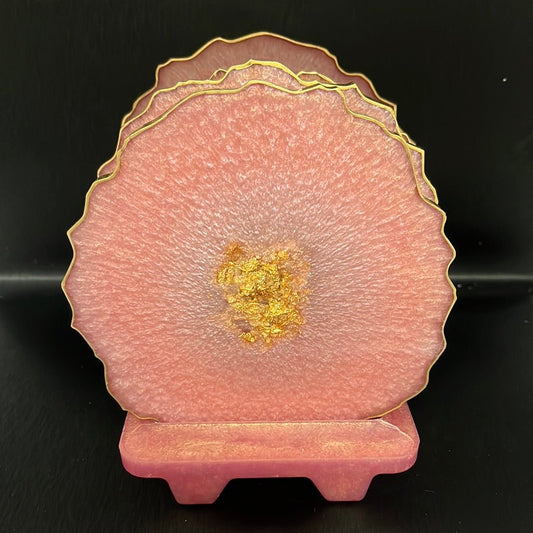Coaster - Set - Pink Geode