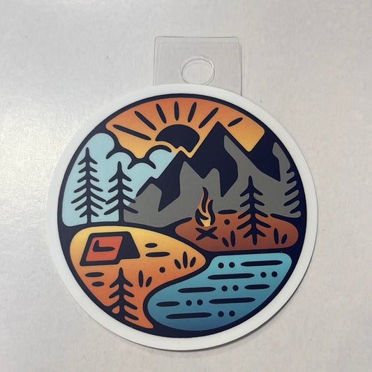 Round Camping Sticker