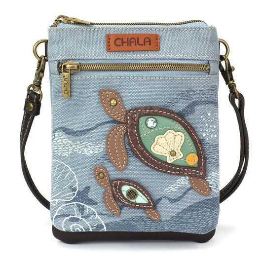 Double Pocket Crossbody Indigo Turtle