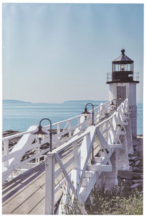Wall Décor - LED Lighthouse w/ Bridge Canvas