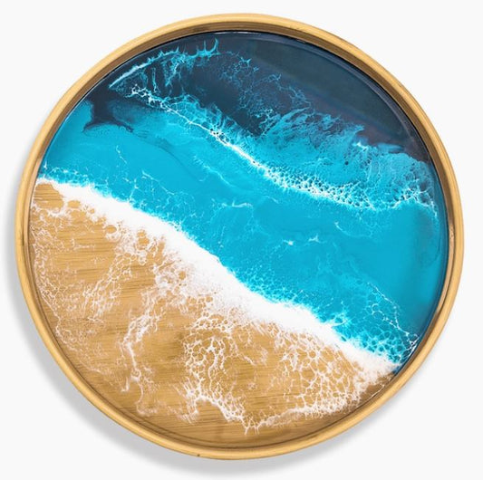 16" Ocean Vibes Round Serving Tray
