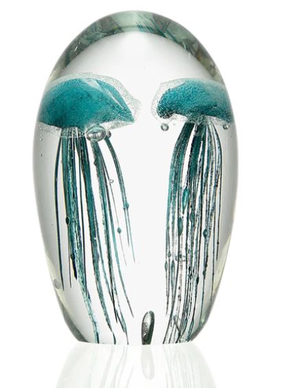 Glass Art - Teal Jellyfish Duo 4 inch