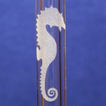 Seahorse Etched Glass Straw