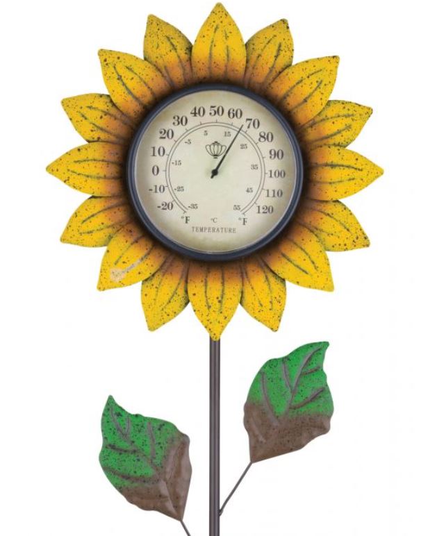 Flower Thermometer Stake Yellow